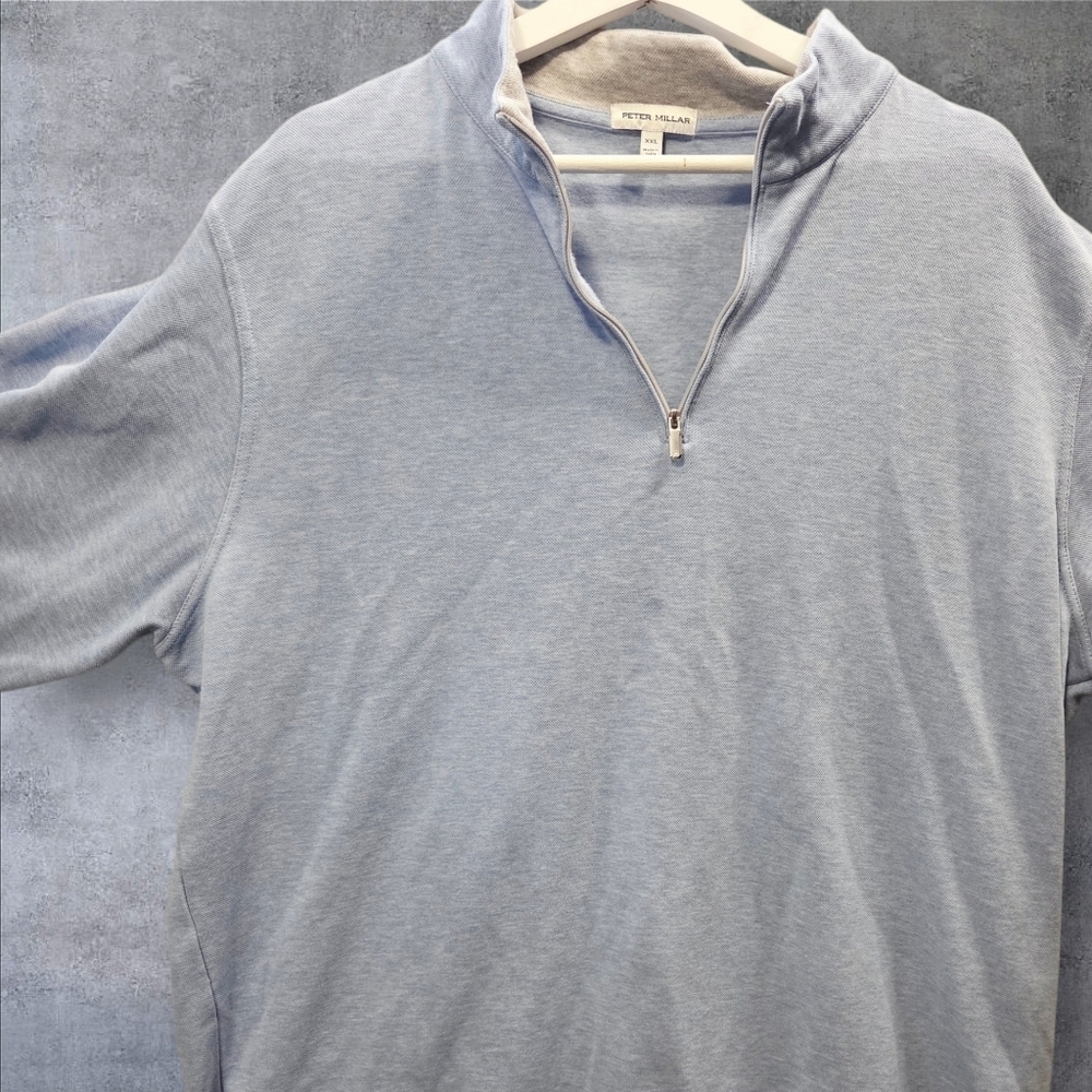 Peter Millar cotton modal baby blue quarter zip xxl